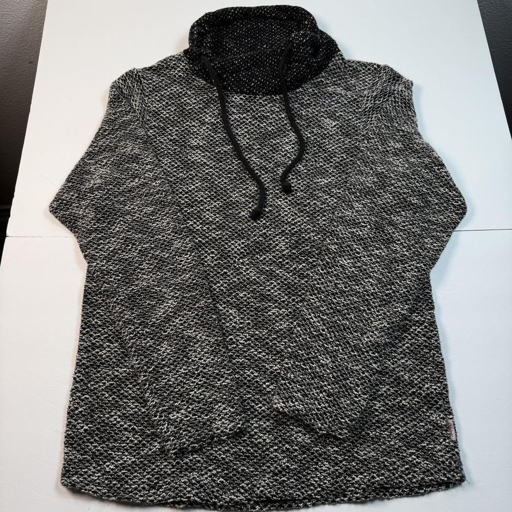 Jack & Jones Originals Sweater Mens Large Black White Cowl Neck‎ Drawstring Knit